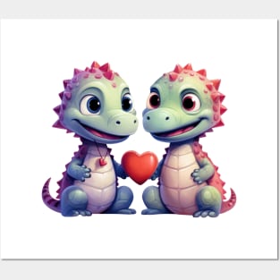 Valentine Dinosaur Couple Posters and Art